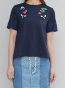 MUVEIL バックレースTシャツ