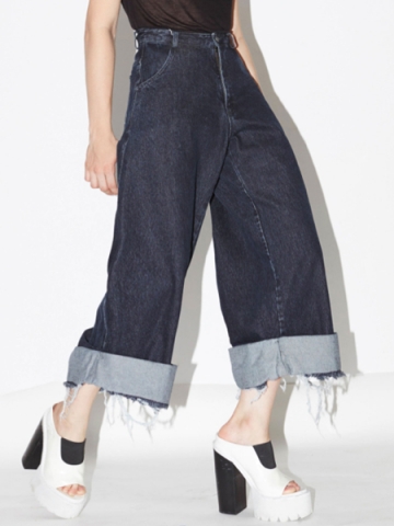 PONY STONE FLARE LEG JEANS(ロールアップデニムワイドパンツ)