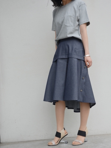 Ujoh ライトオンスデニムフレアスカート