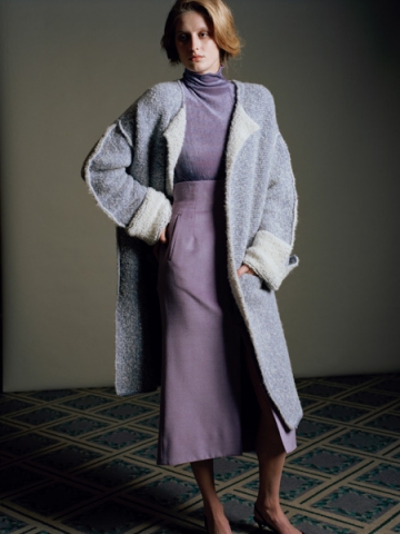 mame  Mouton Knit ノーカラーコート