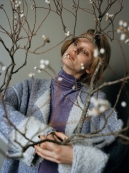 mame  Mouton Knit ノーカラーコート