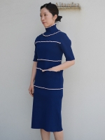 AKIRANAKA Wave rib dress(ハイネックリブドレス)